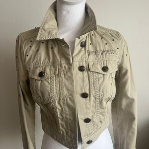 Harley-Davidson Women's Beige Studded Jacket 100% cotton NWT